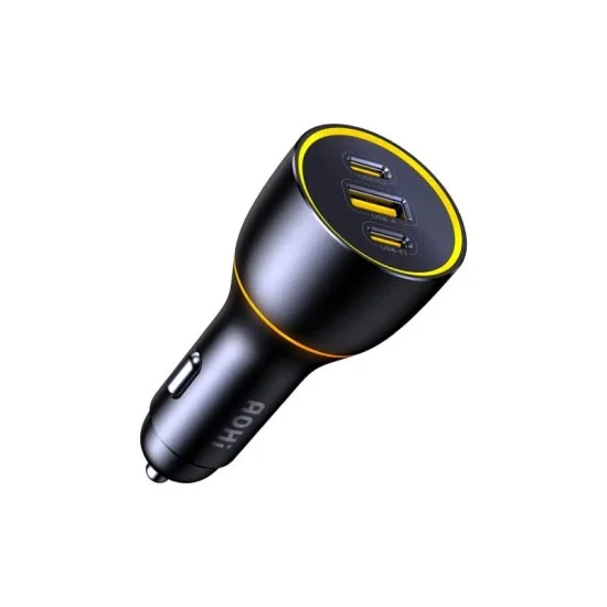 AOHI SUPERAUTO PD GAN 170W Fast Car Charger (2USB-C & 1USB-A) _ Black